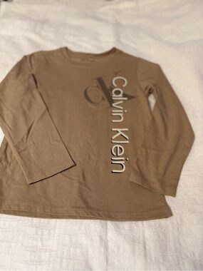 Calvin Klein Jeans Kids Brown Long Sleeve Logo Shirt Size 6